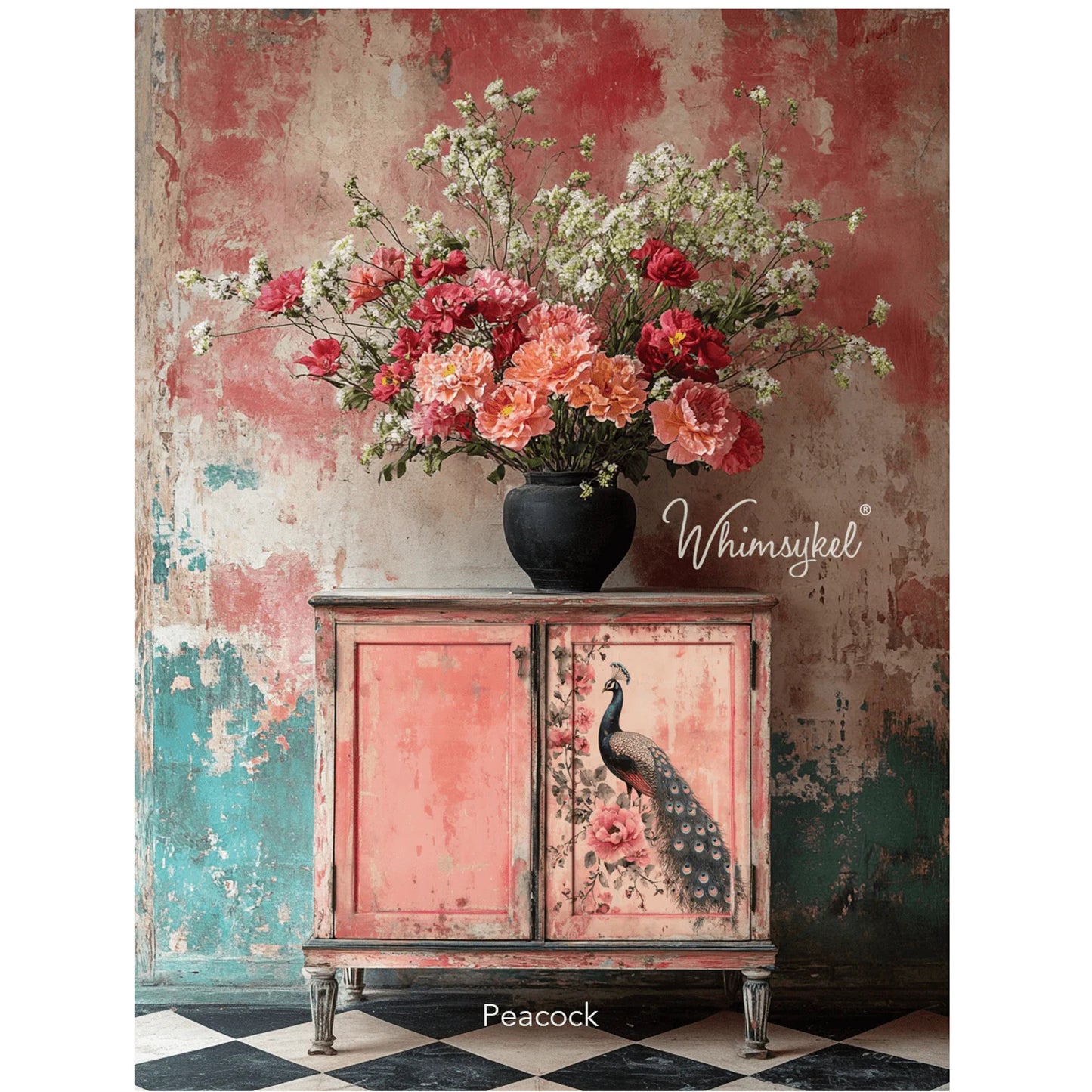Whimsykel Designs Peacock Decoupage Paper - 29" x 21" 18 LB