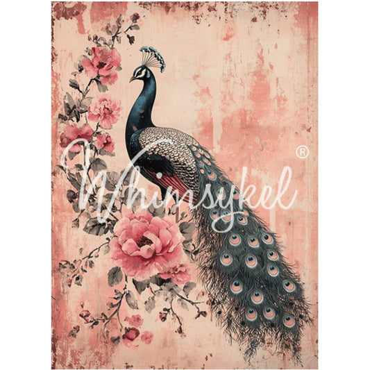 Whimsykel Designs Peacock Decoupage Paper - 29" x 21" 18 LB