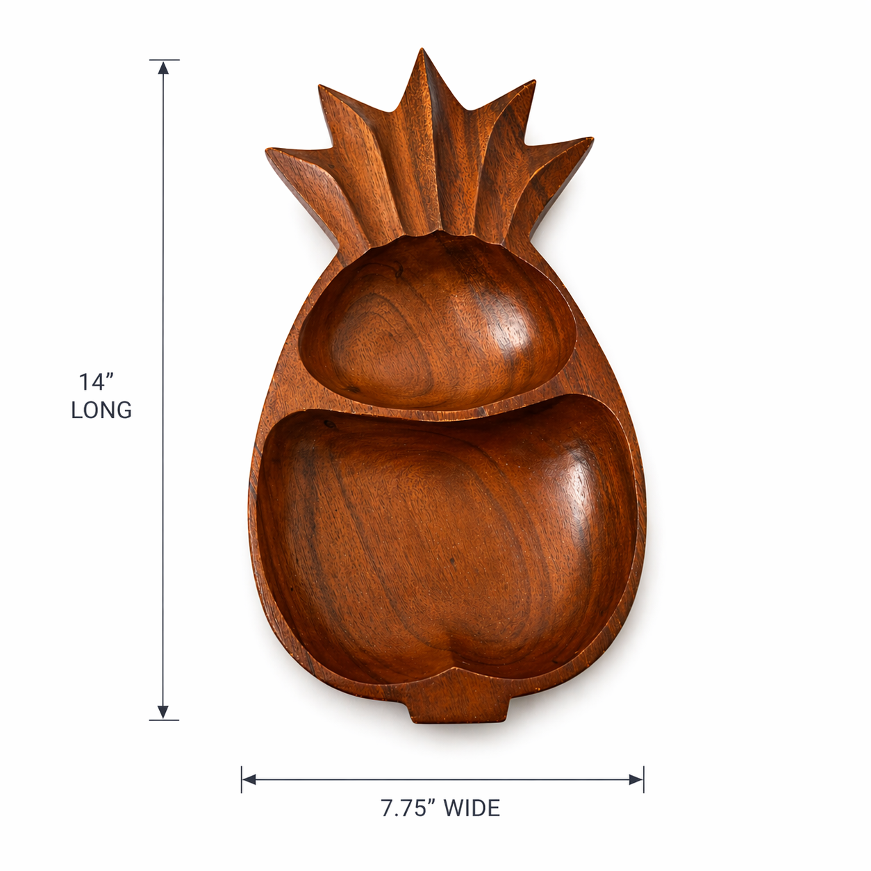 Vintage Wooden Pineapple Chip and Dip Tray - 1970 Hawaii Style Serving