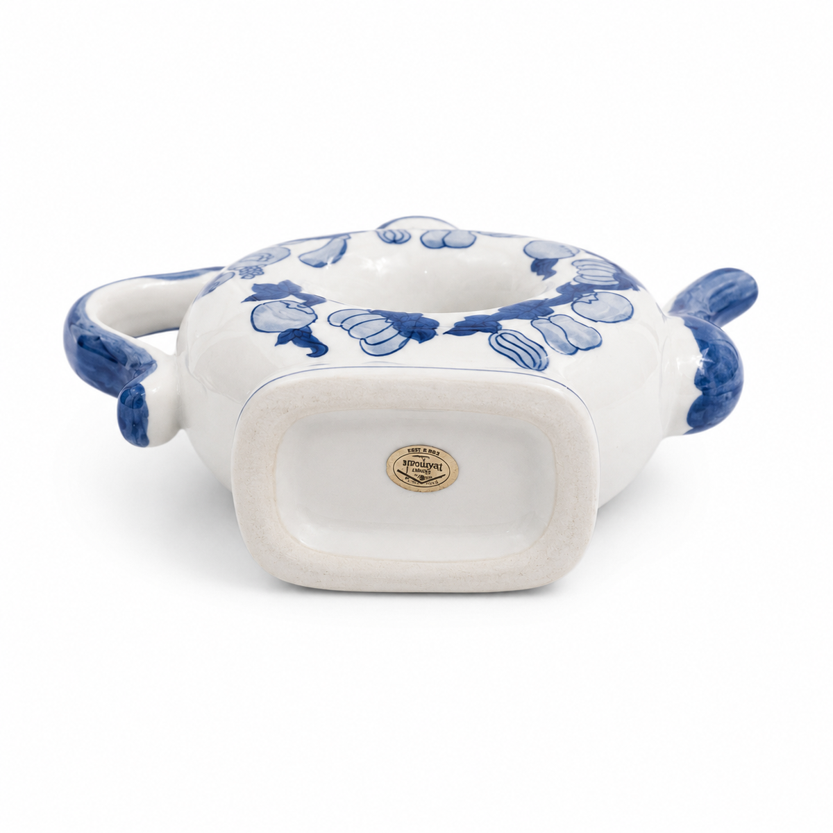 1980s Home Essentials Donut Shaped Porcelain Teapot - Fruit Pattern
