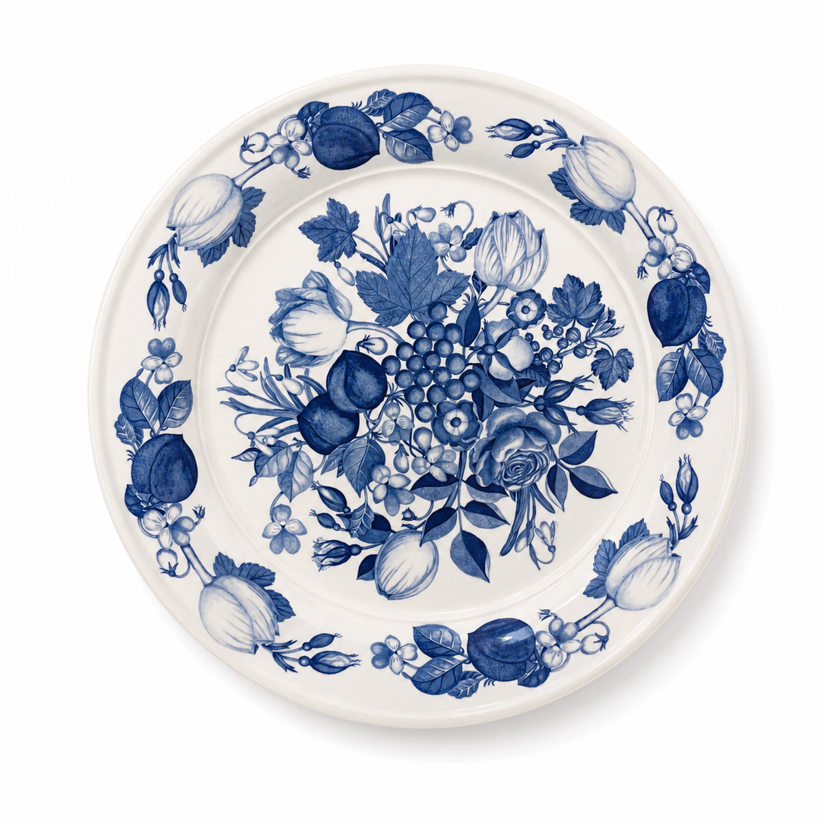 Vintage Portmeirion Harvest Blue Dinner Plates Set of 4 - England 1995