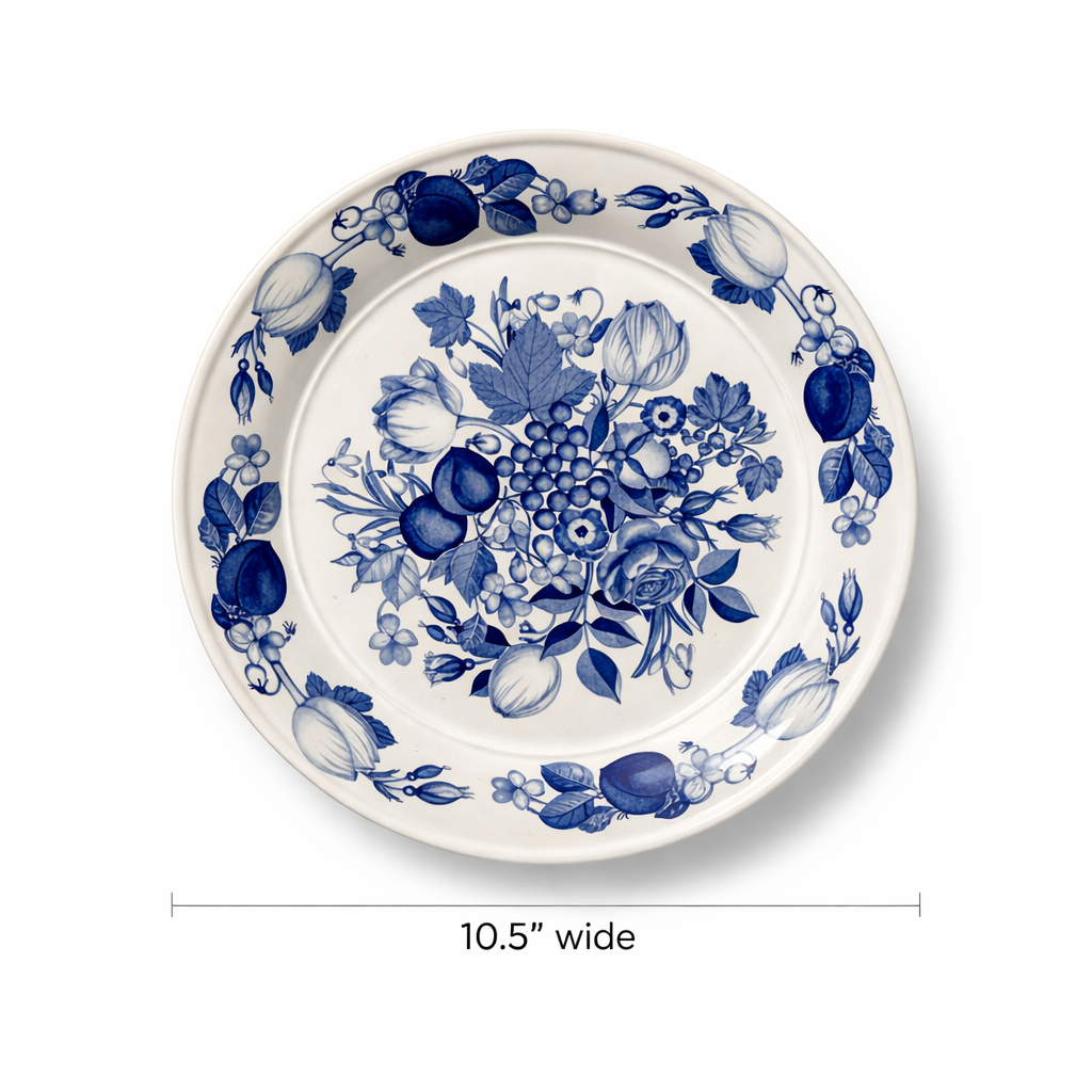 Vintage Portmeirion Harvest Blue Dinner Plates Set of 4 - England 1995