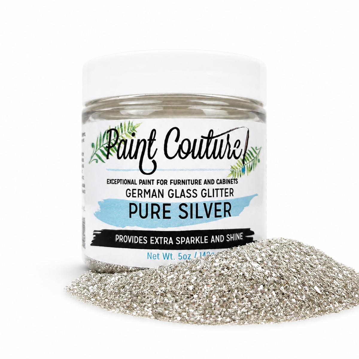 Pure Silver Glass Glitter by Paint Couture - Imported from Germany