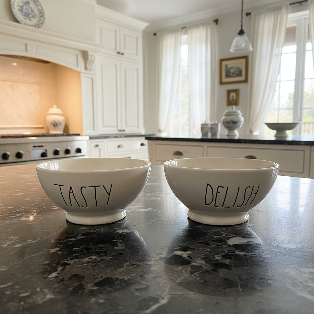 Rae Dunn Tasty & Delish Bowl Set Farmhouse Kitchen Tableware