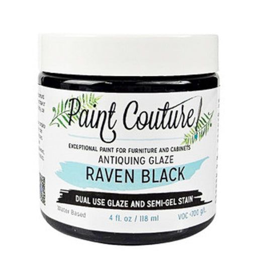 Paint Couture Raven Black Antiquing Glaze and Wood Stain Finish