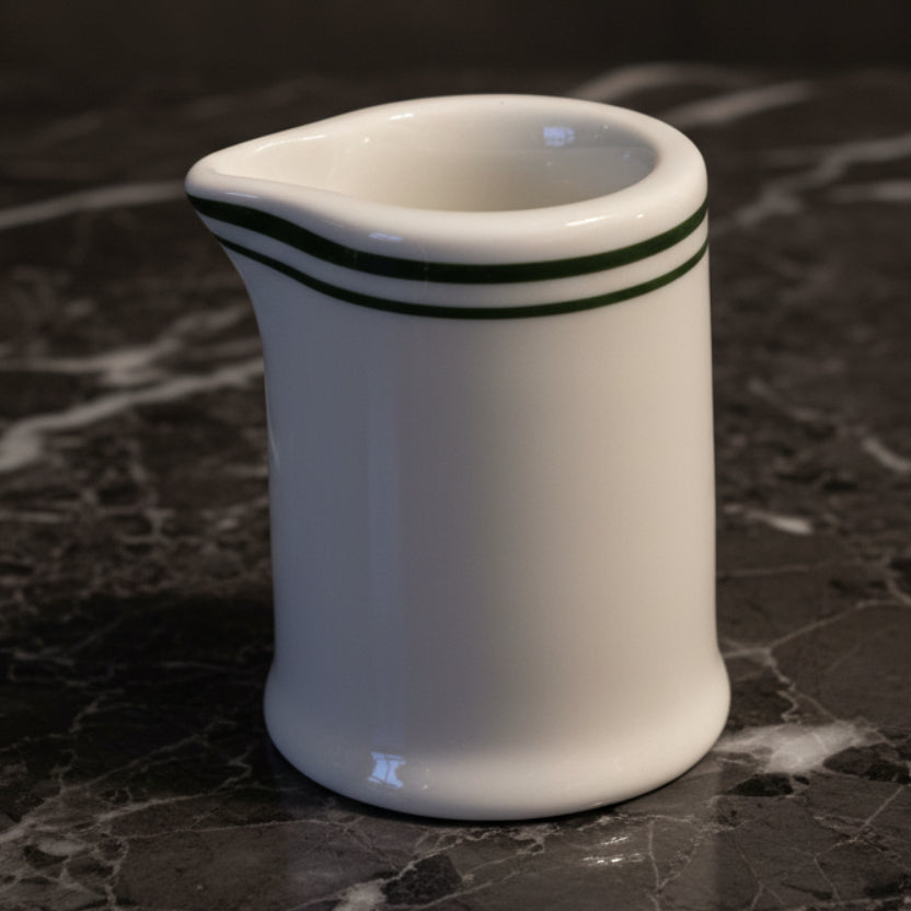 1950s–60s Restaurant ware Personal Creamer | White & Green Diner Decor