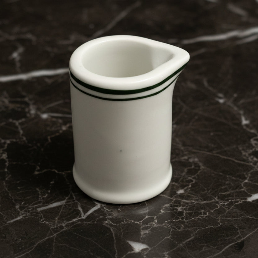 1950s–60s Restaurant ware Personal Creamer | White & Green Diner Decor