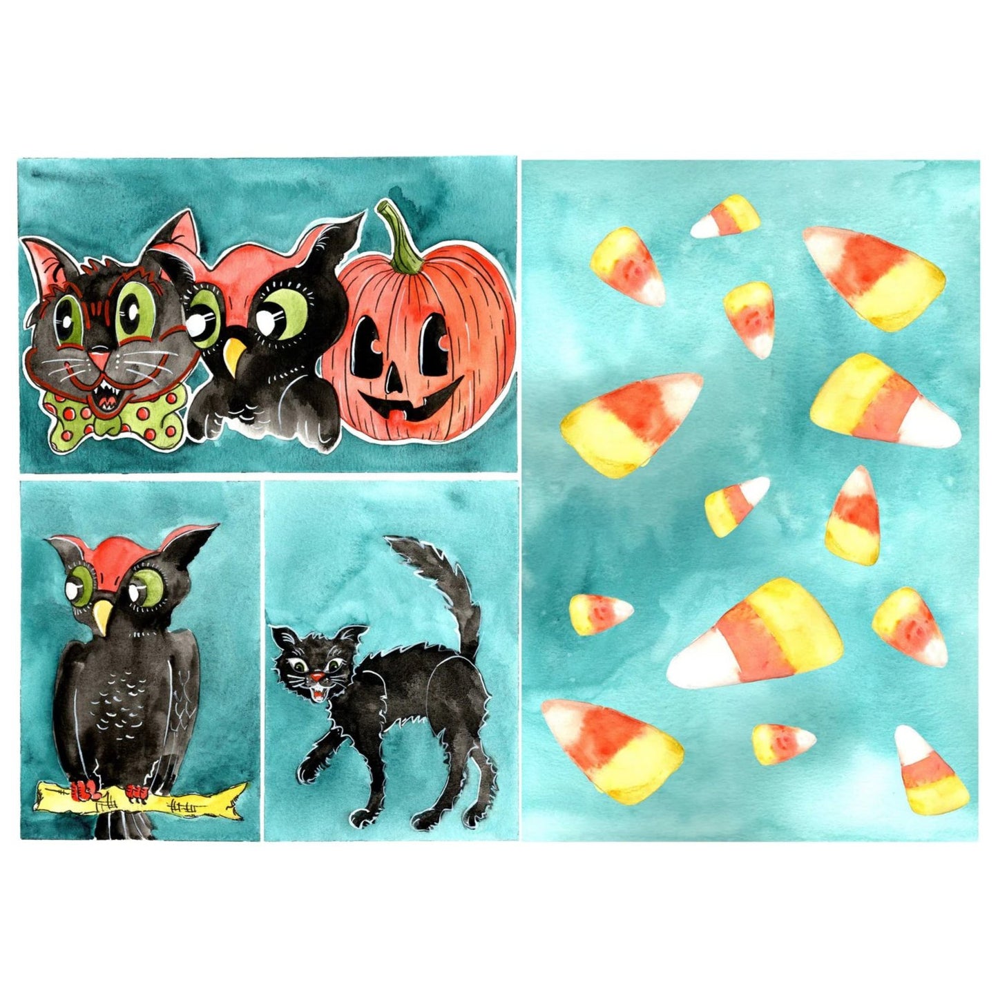 Roycycled Treasures Retro Halloween Decoupage Paper - 20" x 30"