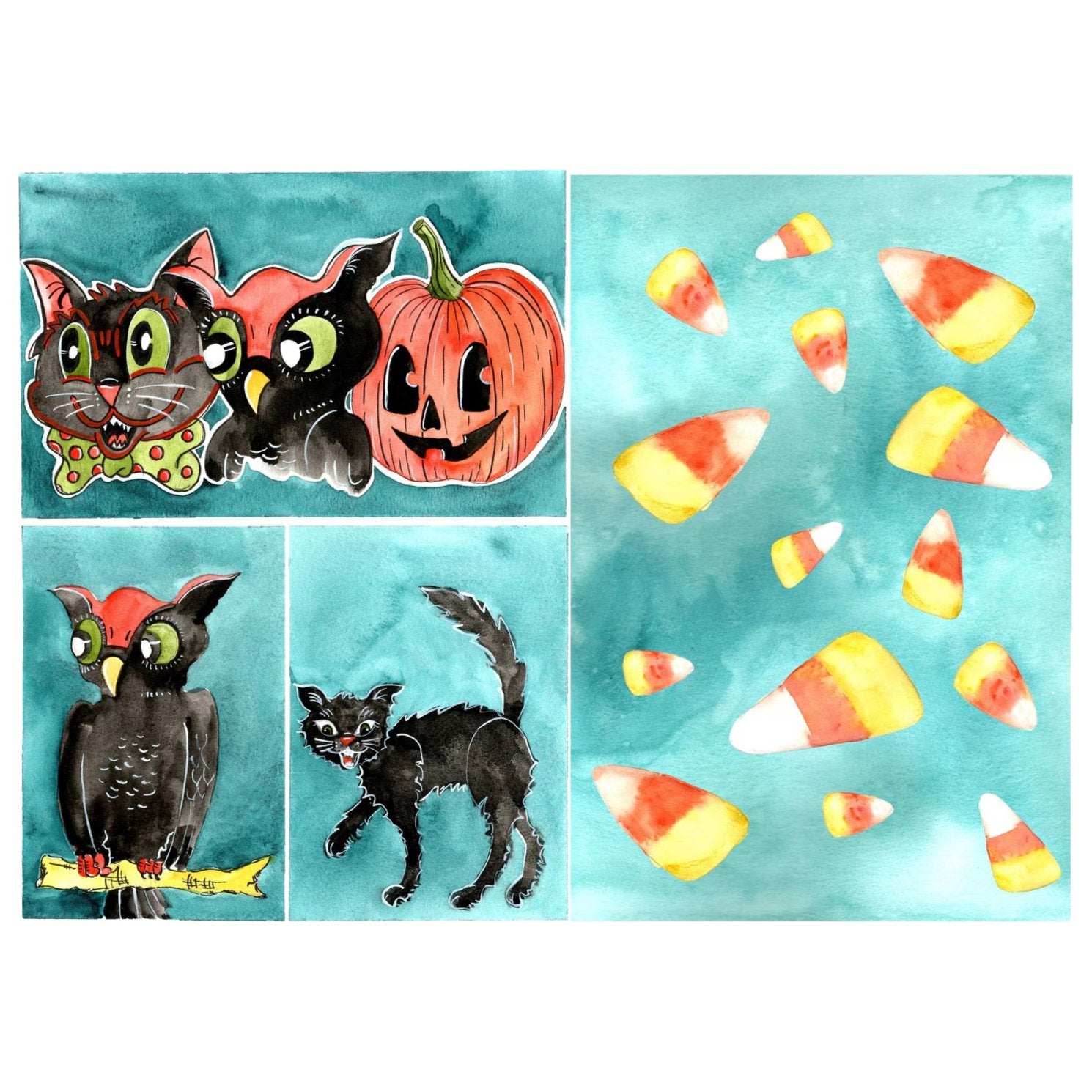 Roycycled Treasures Retro Halloween Decoupage Paper - 20" x 30"