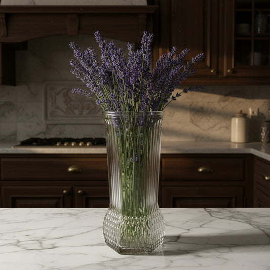 Vintage Ribbed Glass Vase