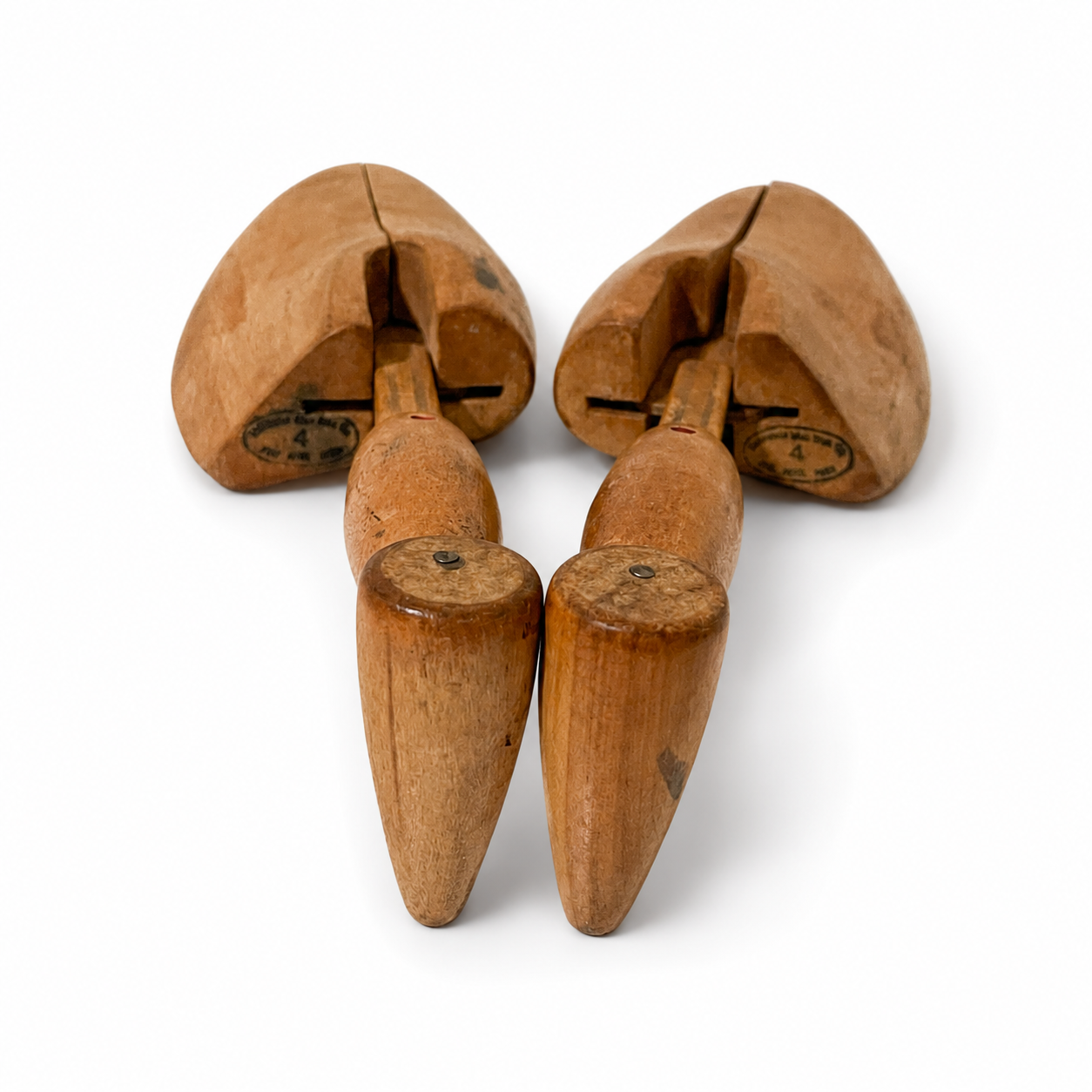 1920s Rochester Shoe Tree Co. Wooden Shoe Stretchers No. 4 - USA