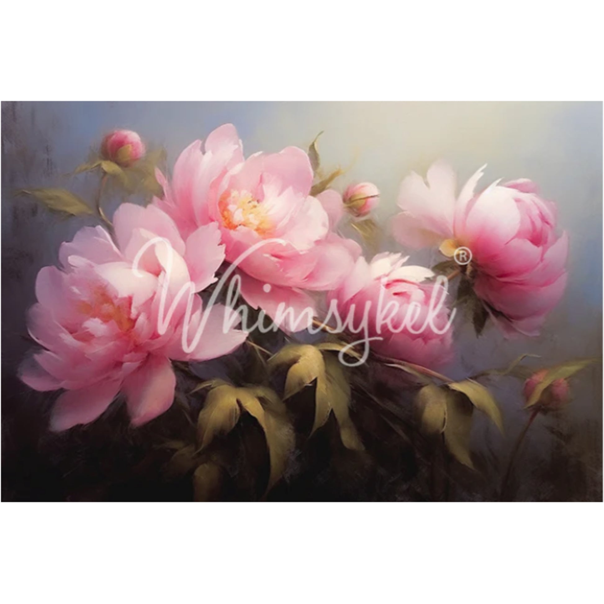 Whimsykel Designs Romantic Peonies Decoupage Paper - 29" x 21" 18 lb
