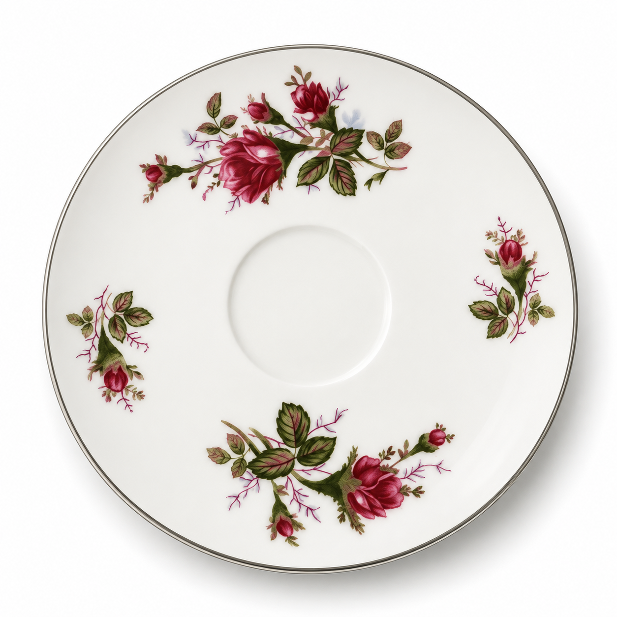 Vintage Sankyo Rose Pattern Saucers Japan - Set of 6 - c1950s - 1970
