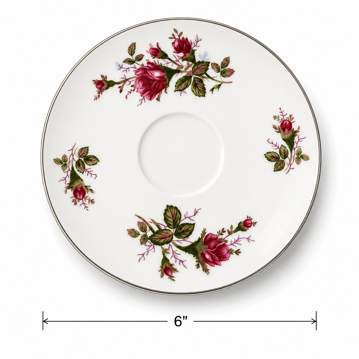 Vintage Sankyo Rose Pattern Saucers Japan - Set of 6 - c1950s - 1970