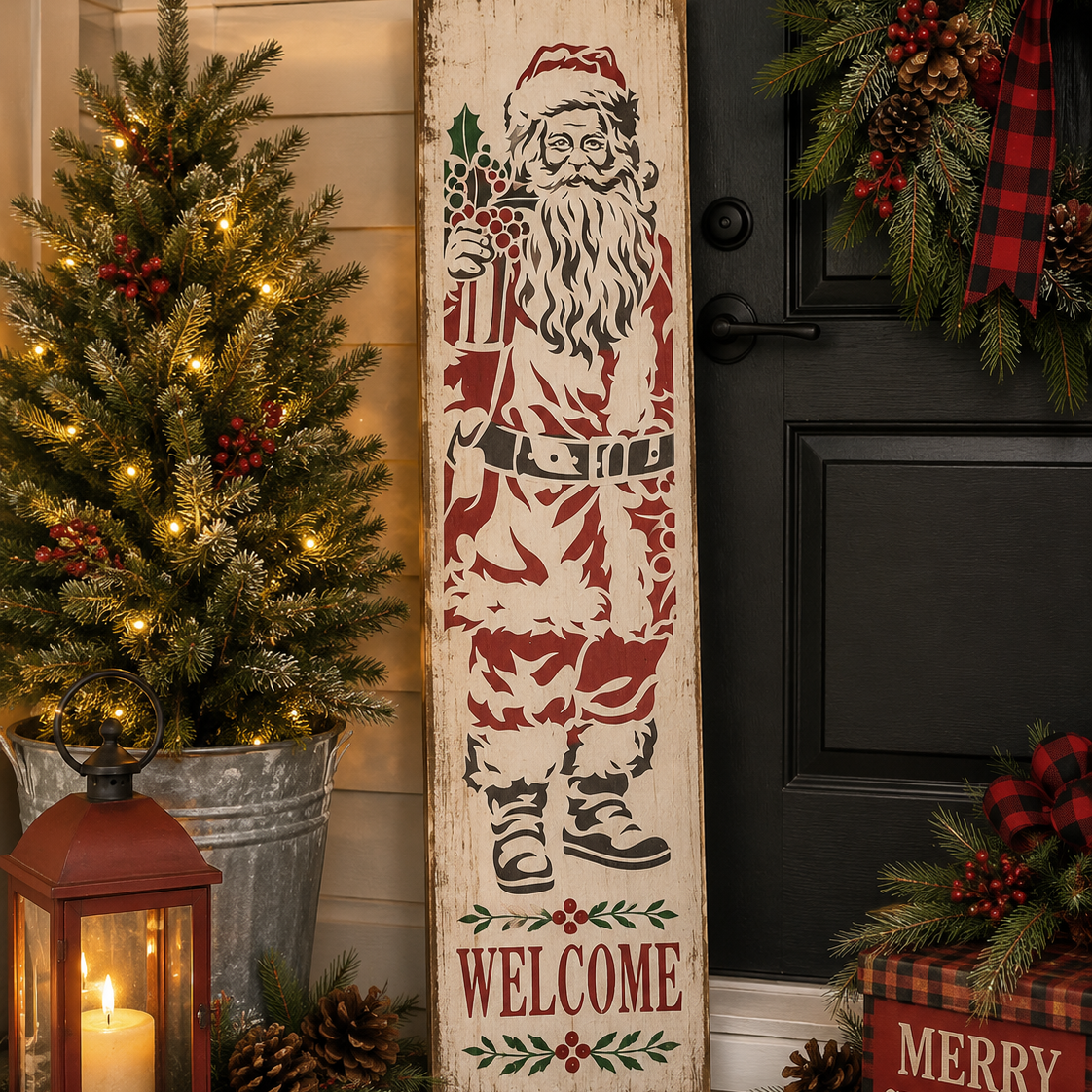 JRV Santa Claus Porch Sign Stencil - Reusable 15 Mil Mylar Made in USA