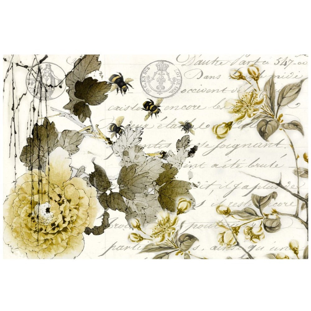 Roycycled Treasures Sepia Blossom Decoupage Tissue Paper - 20" x 30"