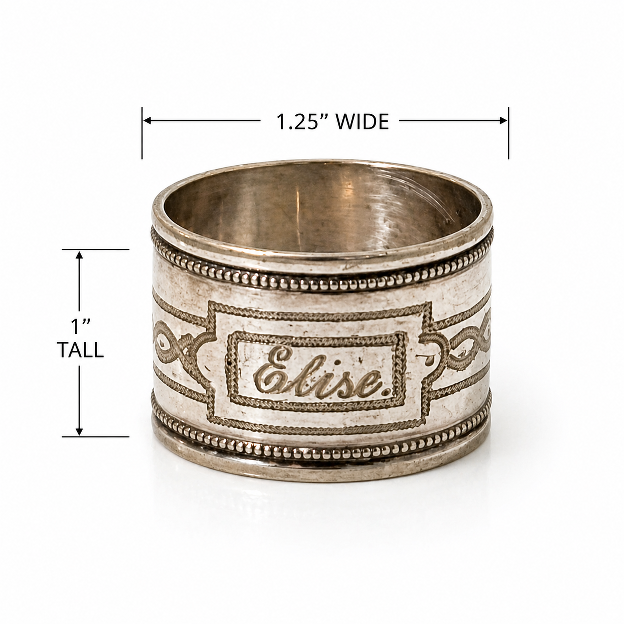 Vintage Silverplate Napkin Ring with Elise Monogram & Scrollwork