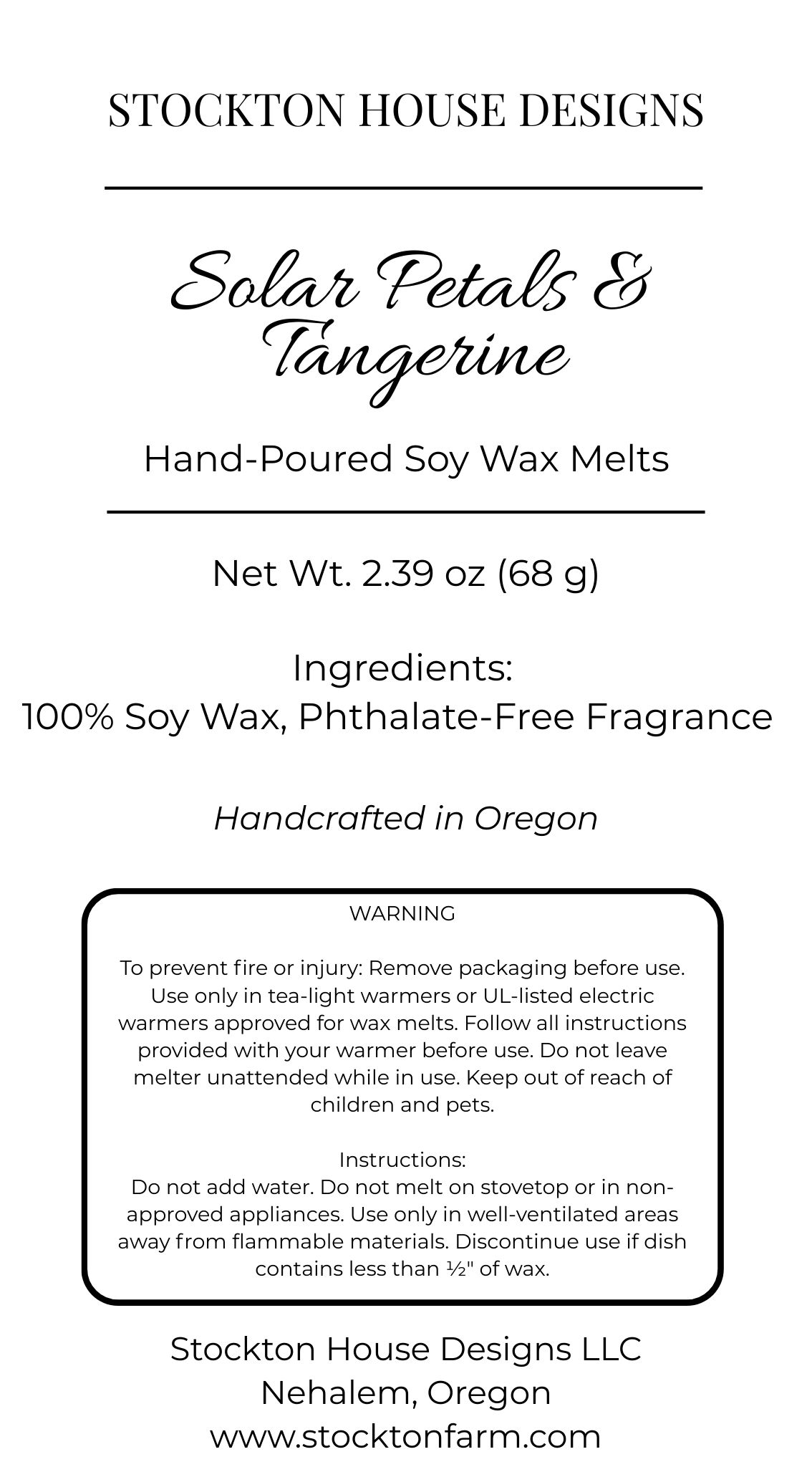 Solar Petals & Tangerine Soy Wax Melts - Citrus Floral Luxury Scent
