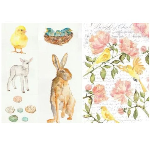 Roycycled Treasures Spring Blocks Decoupage Paper - 20" x 30"