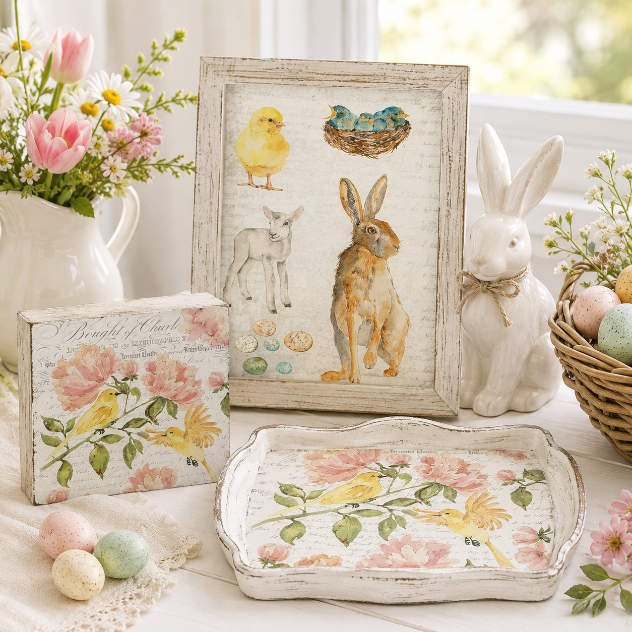 Roycycled Treasures Spring Blocks Decoupage Paper - 20" x 30"