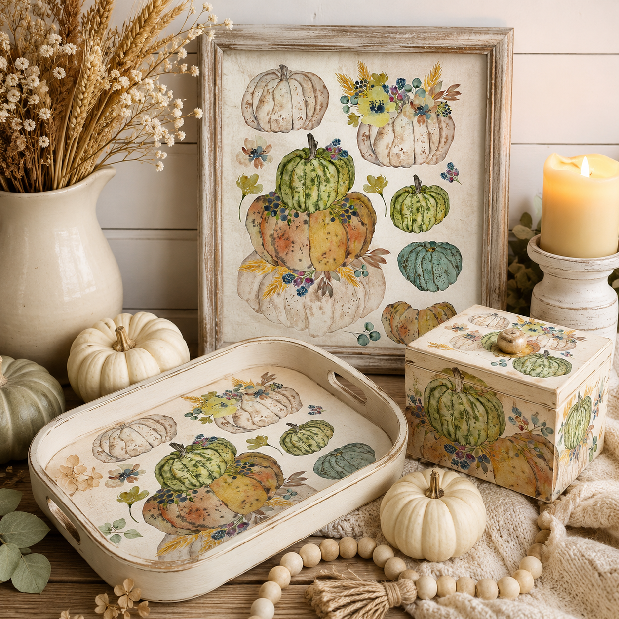 Roycycled Treasures Stacked Heirloom Pumpkins Decoupage Paper