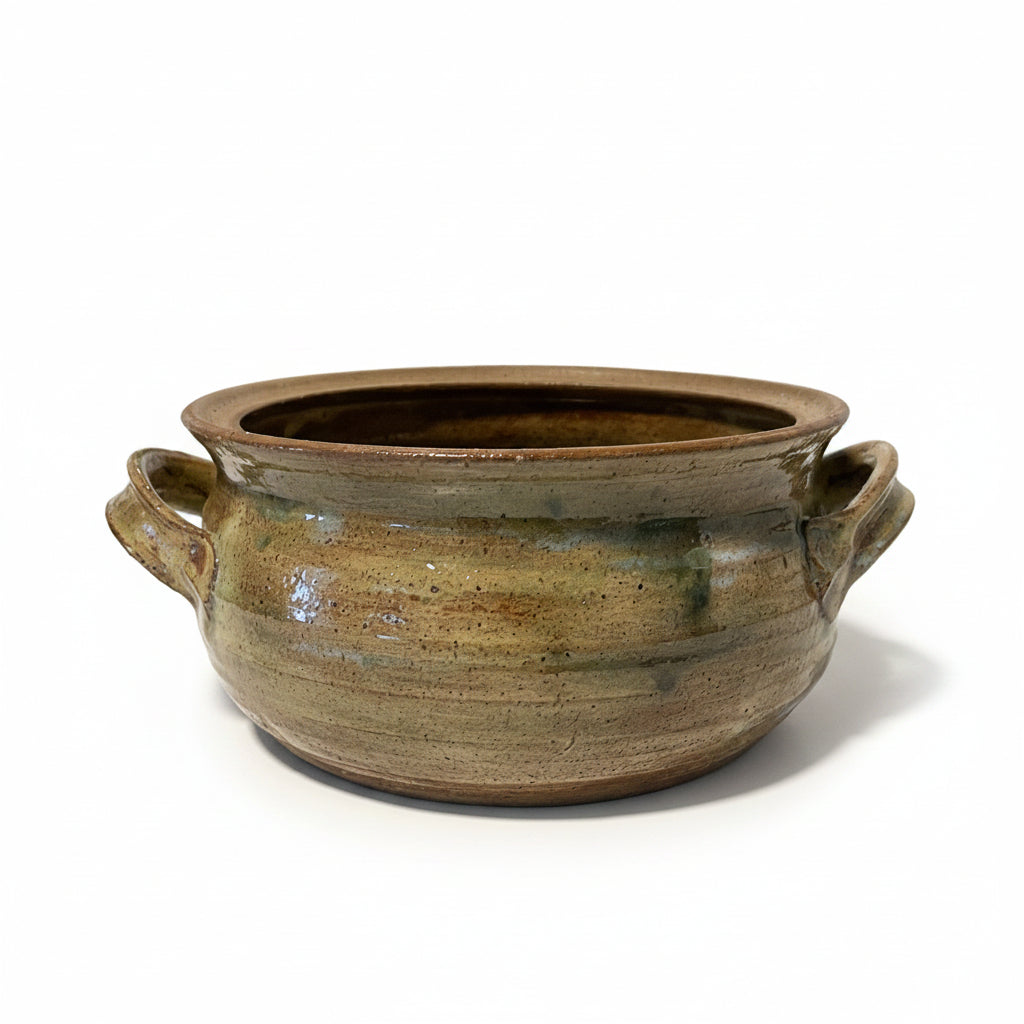 1970s Studio Pottery Bowl Signed Wheel Thrown Clay Bowl with Handles