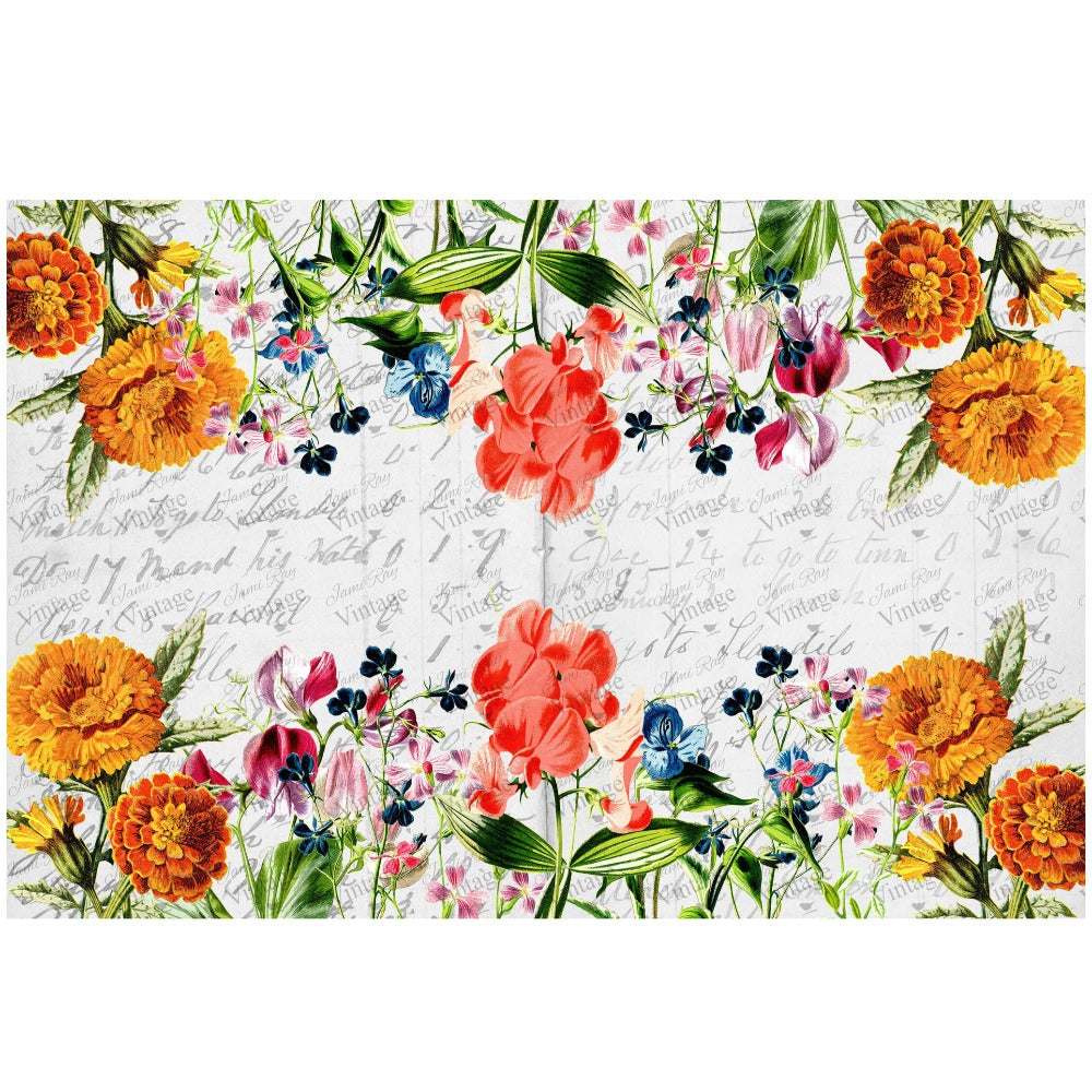 JRV Summer Flower Garden Decoupage Paper - Cottage Inspired USA Made