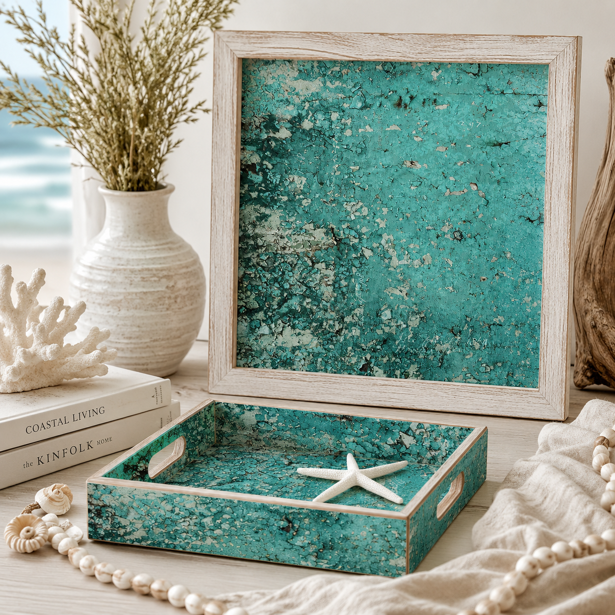 Roycycled Treasures Teal Texture Decoupage Paper - 20" x 30"