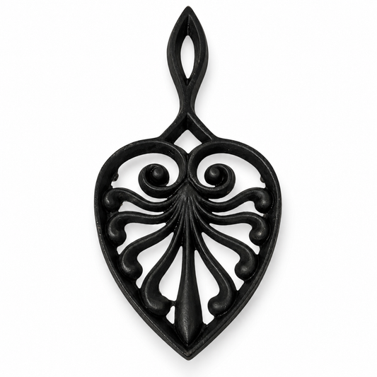 Vintage Cast Iron Tree of Life Trivet #536 - Black Metal Hot Plate
