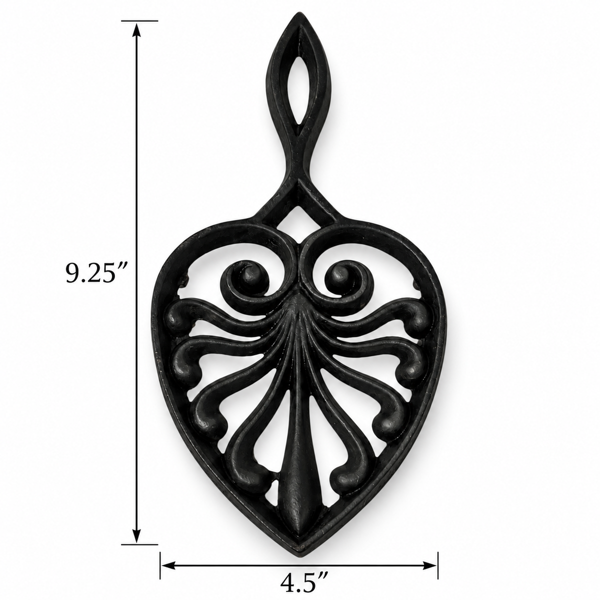 Vintage Cast Iron Tree of Life Trivet #536 - Black Metal Hot Plate