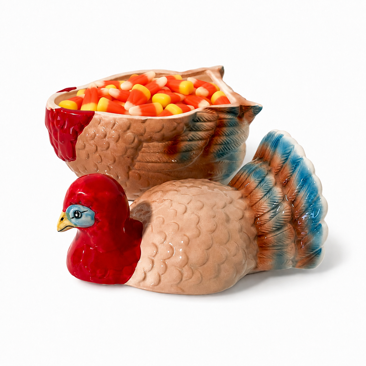 Vintage Ceramic Turkey Lidded Candy Dish - Thanksgiving Fall Decor