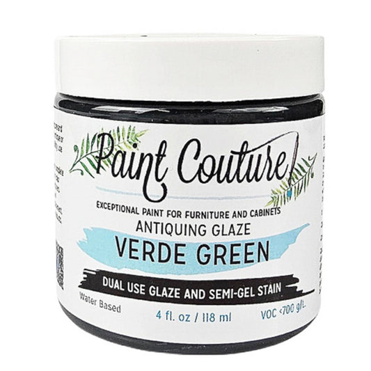 Paint Couture Verde Green Antiquing Glaze and Wood Stain Finish