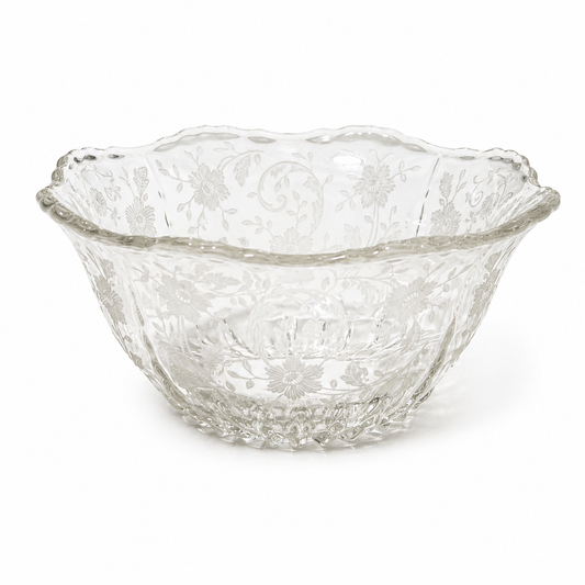 Vintage Viking Prelude Etched Glass Mayonnaise Bowl with Scalloped Rim