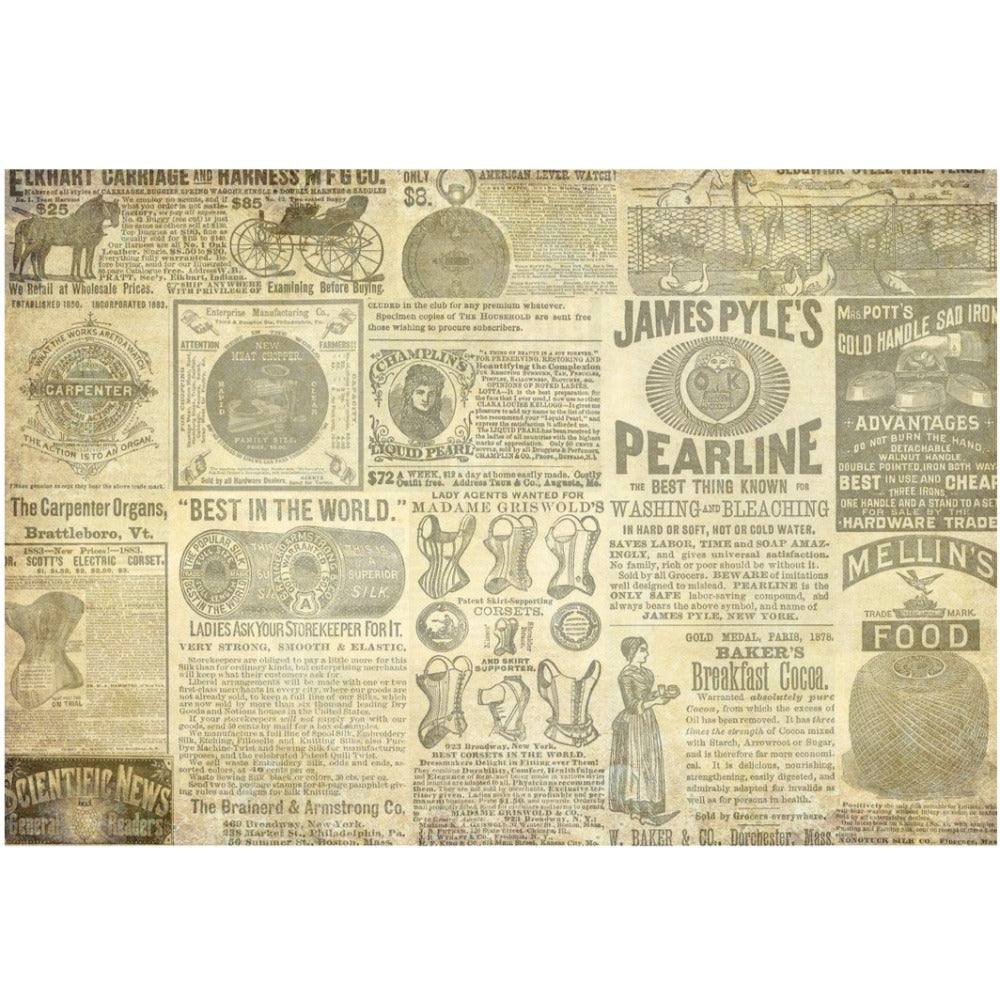 Roycycled Treasures Vintage Ads Decoupage Paper - 20" x 30" USA Made