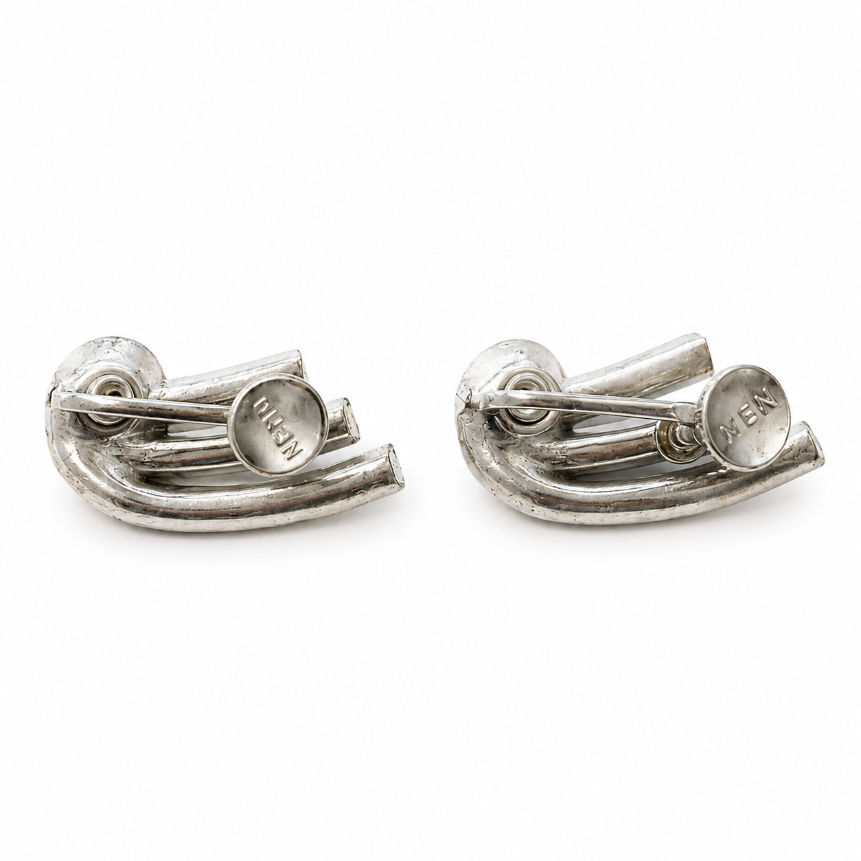 Vintage Nemo Blue & Clear Rhinestone Earrings - Silver Tone Screw-Back