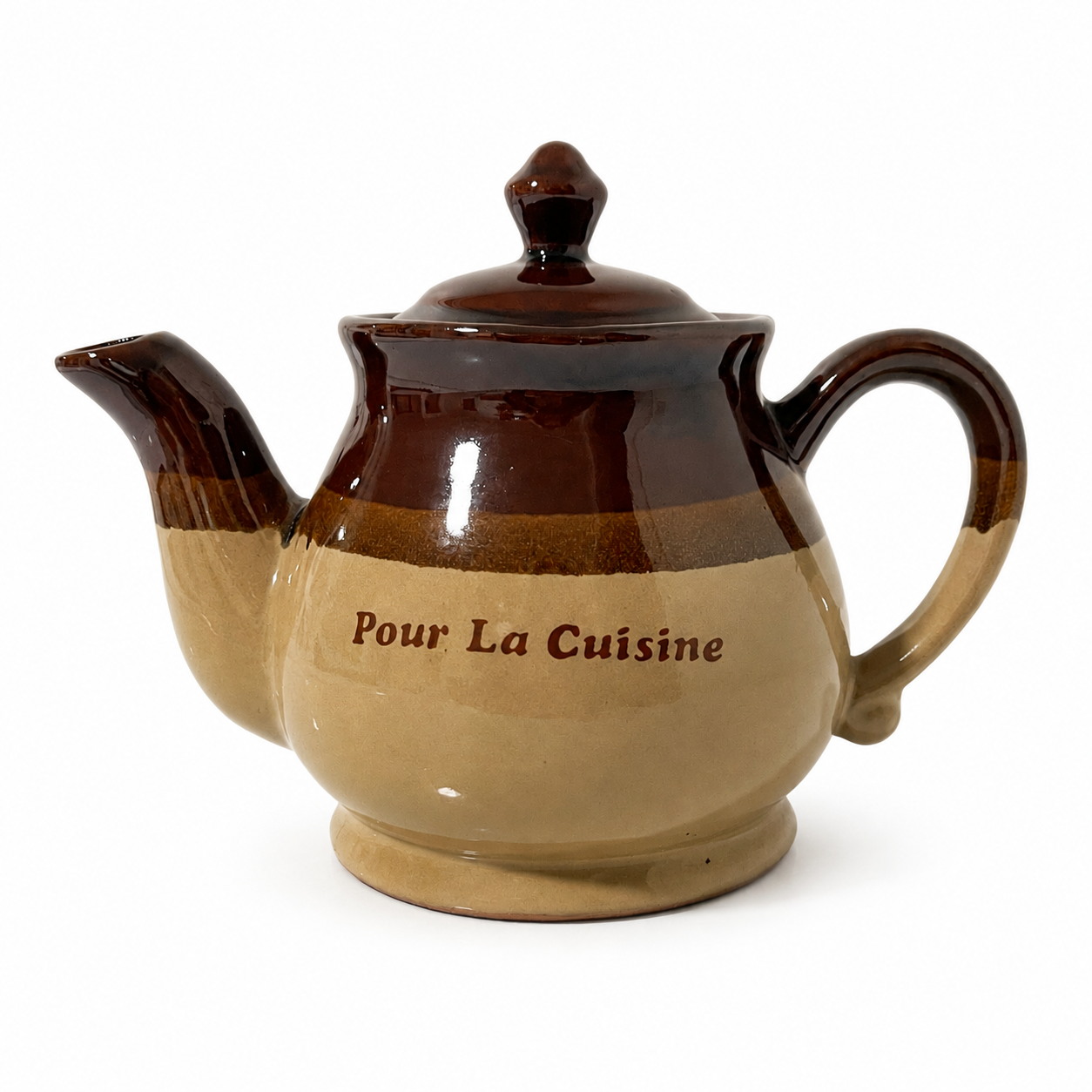 1980a Pour La Cuisine Brown Stoneware Teapot - French Country Style