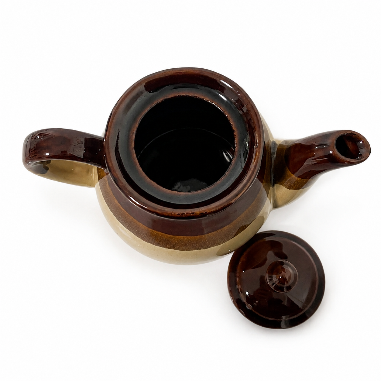 1980a Pour La Cuisine Brown Stoneware Teapot - French Country Style