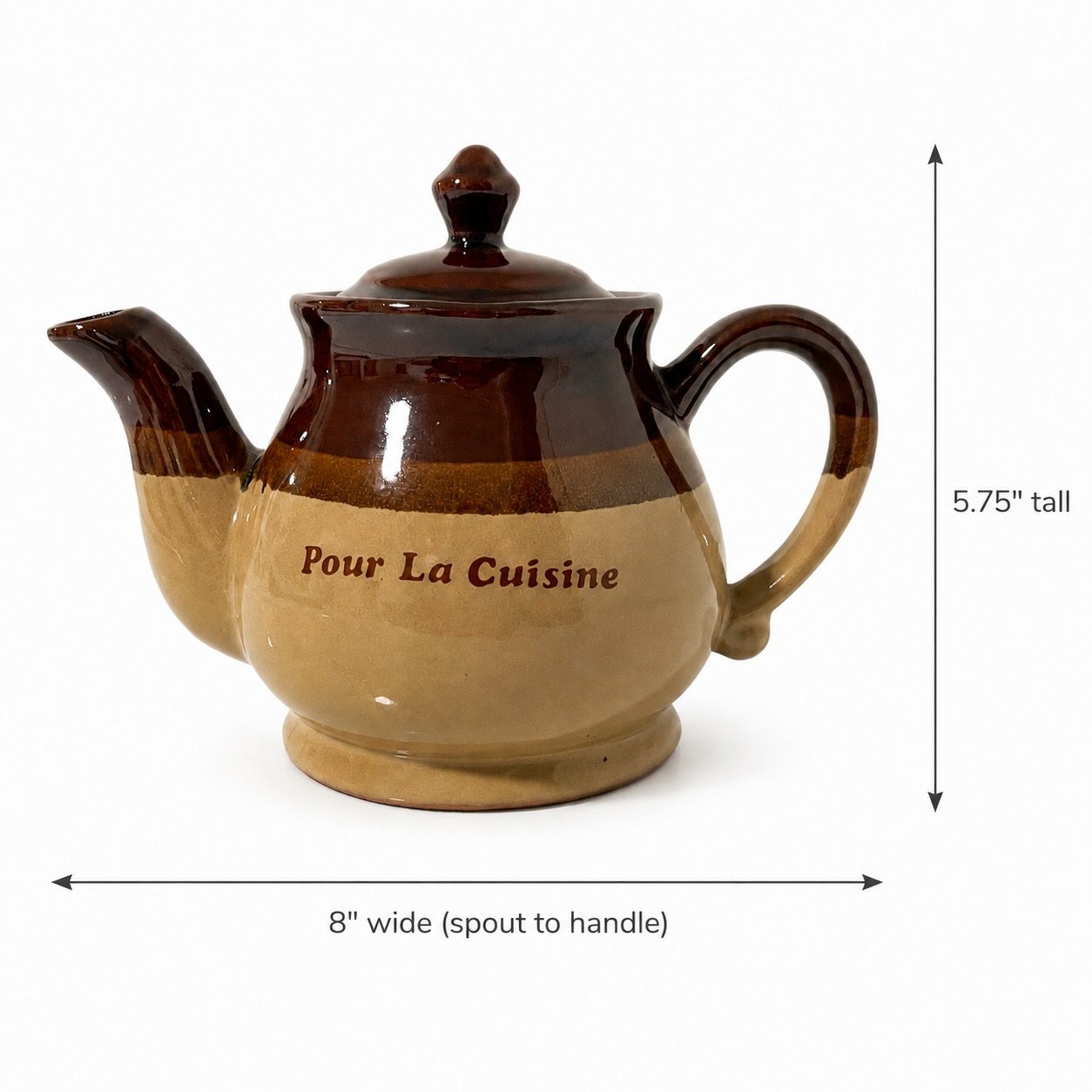 1980a Pour La Cuisine Brown Stoneware Teapot - French Country Style