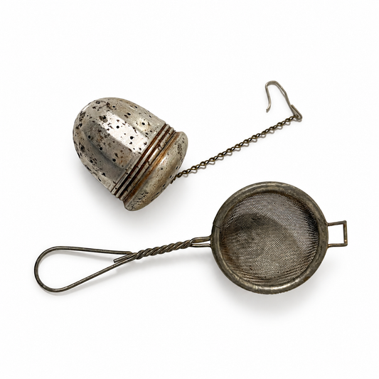 Vintage Tea Ball Infuser & Wire Mesh Tea Strainer Set - 1960s–1970s