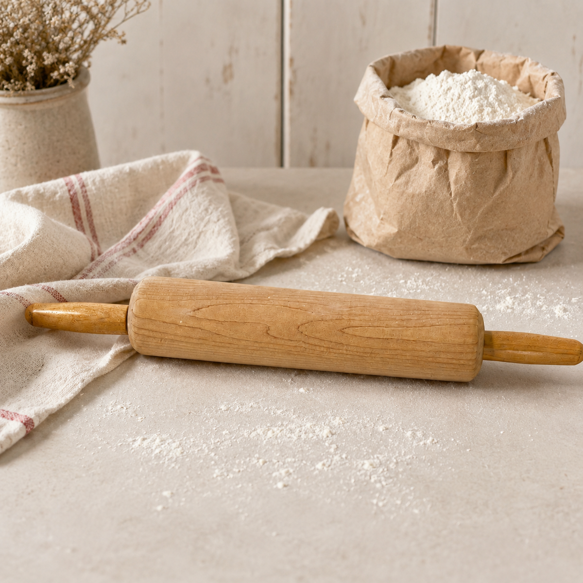 Vintage Solid Wood Rolling Pin 16.5" - Farmhouse Kitchenware