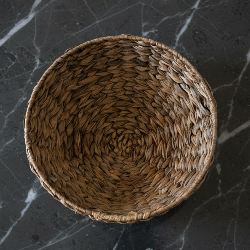 Vintage Water Hyacinth Pedestal Basket