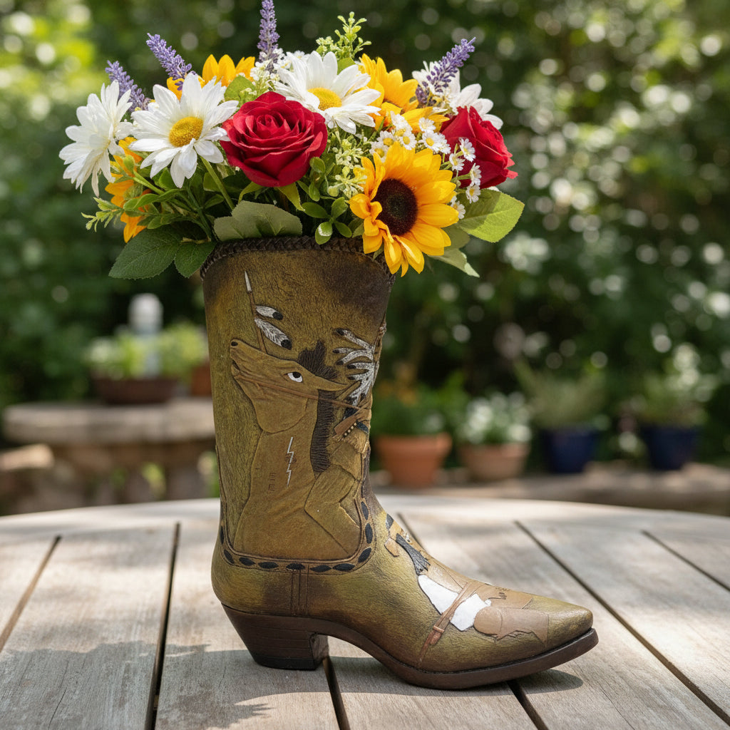 Western Boot Vase