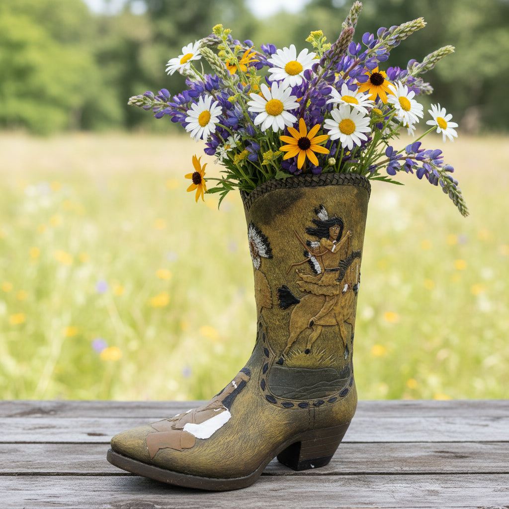 Western Boot Vase