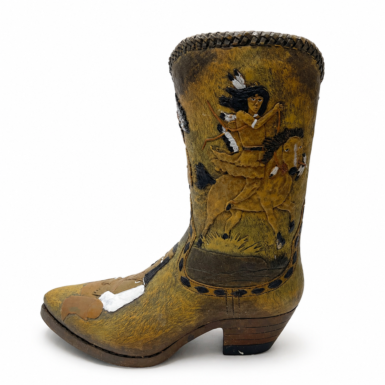 Western Boot Vase Resin Cowboy Boot Planter - Rustic Ranch Style Decor