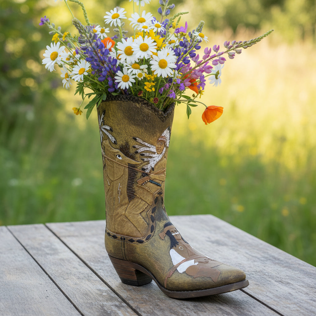 Western Boot Vase