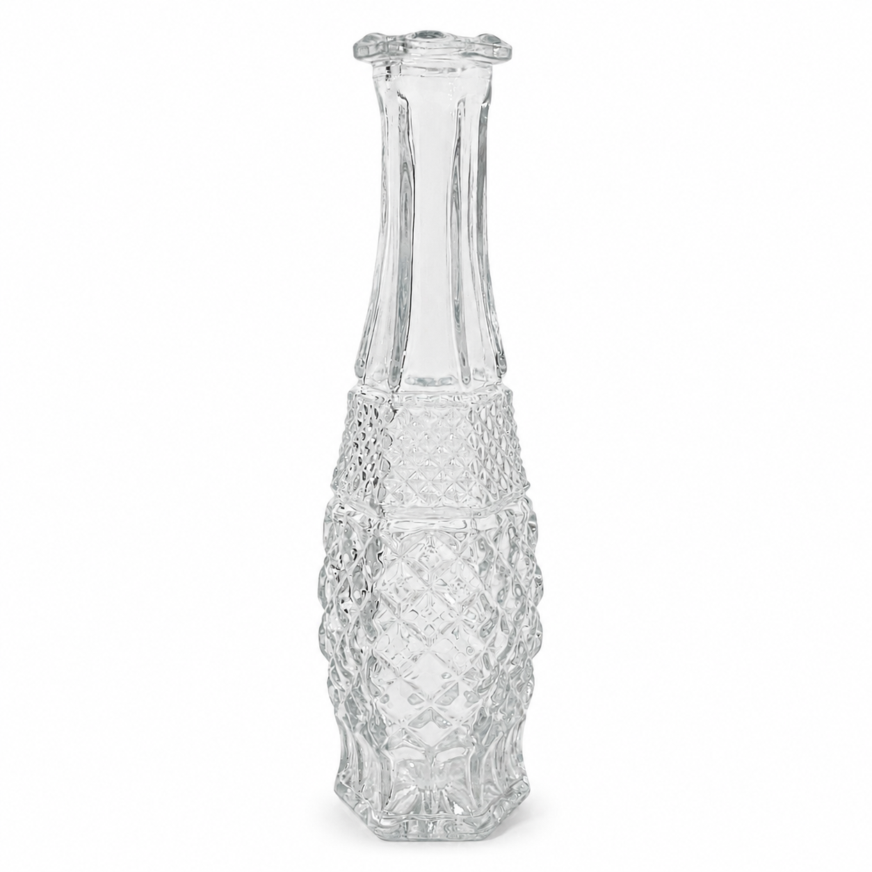 1960s Anchor Hocking Wexford Clear Pressed Glass Bud Vase - USA