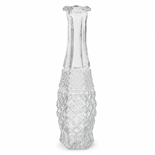 1960s Anchor Hocking Wexford Clear Pressed Glass Bud Vase - USA