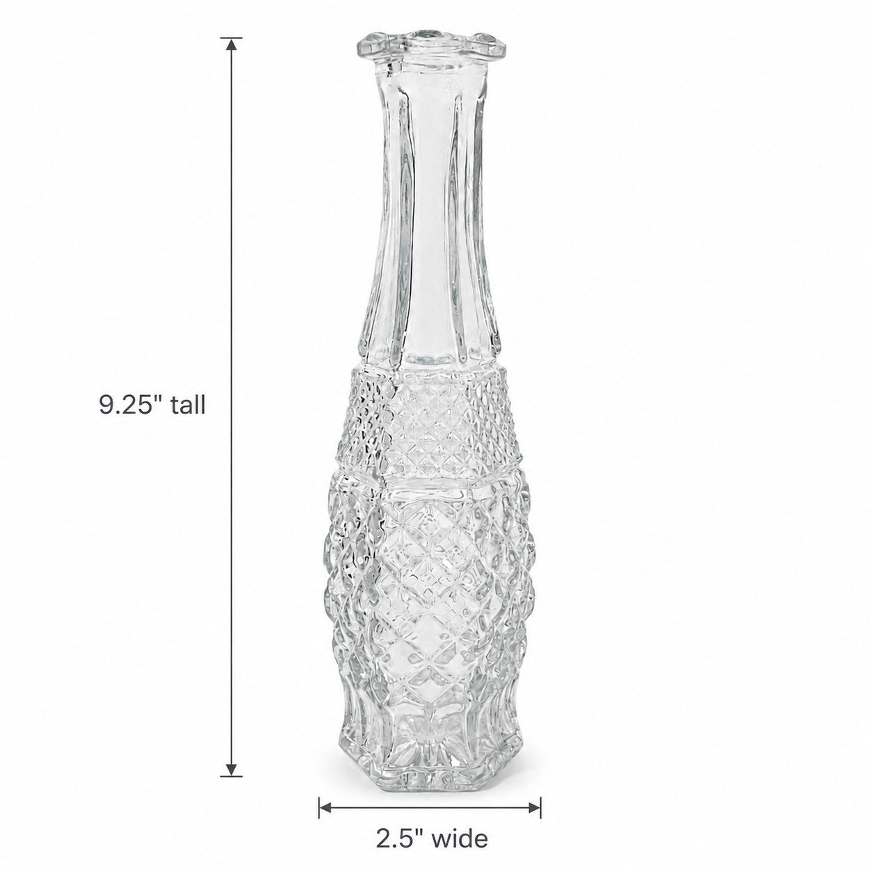 1960s Anchor Hocking Wexford Clear Pressed Glass Bud Vase - USA