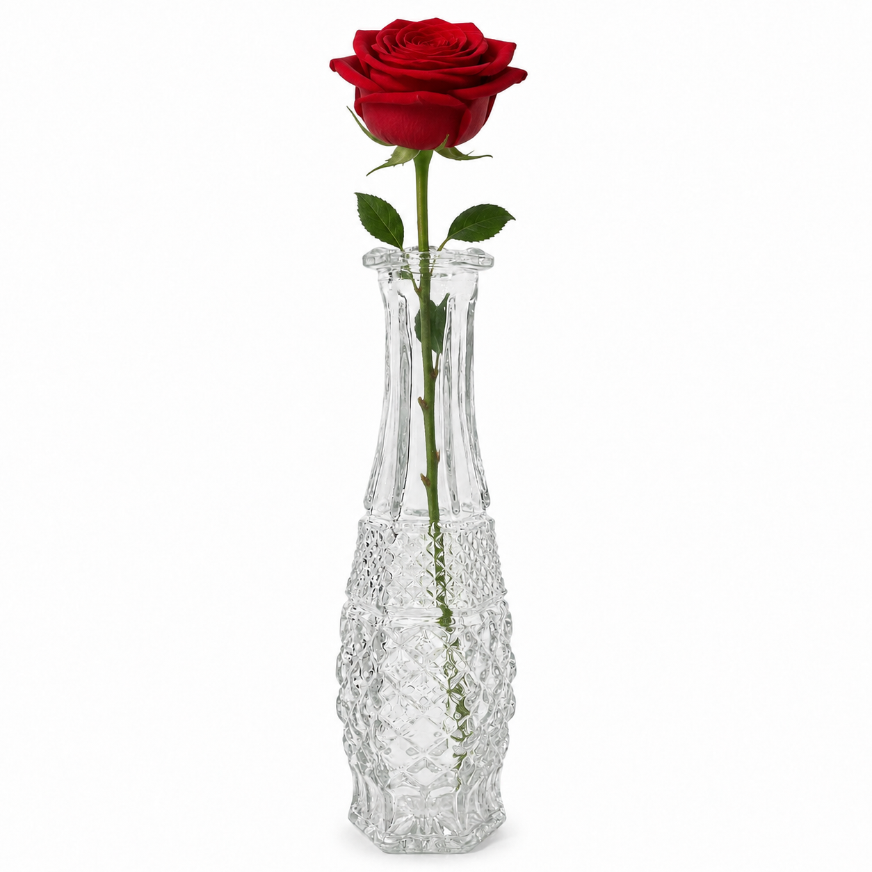 1960s Anchor Hocking Wexford Clear Pressed Glass Bud Vase - USA