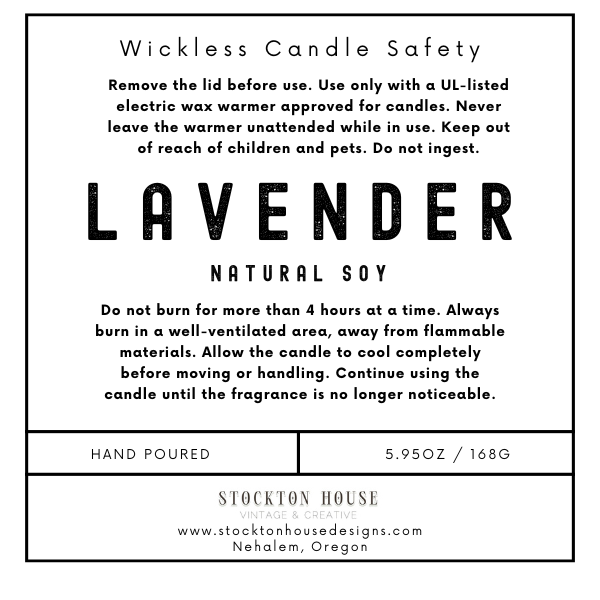 French Lavender Wickless Candle - 100% Soy Wax Made in Oregon